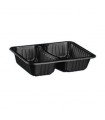 Heat seal container 227x178x33 2-compartments black ribbed PP 1000 units - Guillin Container Maptipack D-9520RC