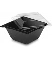 Container, salat cup 500 ml square black rPET 1000 pieces - Guillin Container Takipack CARPOT501PN