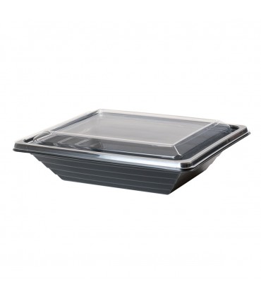 Salat container 750 ml rectangular black rPET 1000 pieces - Guillin Pyramipack PY751PN