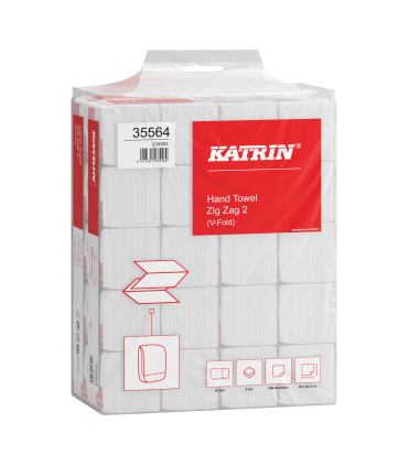 Folded paper hand towel V-Fold - 35564 Katrin Basic Hand Towel Zig Zag 2 Handy Pack