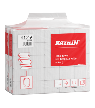 Folded paper hand towel W-fold  - 61549 Katrin Classic Hand Towel Non Stop L2 wide Handy Pack